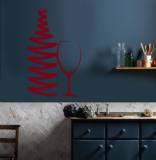 Autocollant mural en vinyle, bouteille de vin, gobelet, maison, cave pour cuisine, autocollants (3047ig)