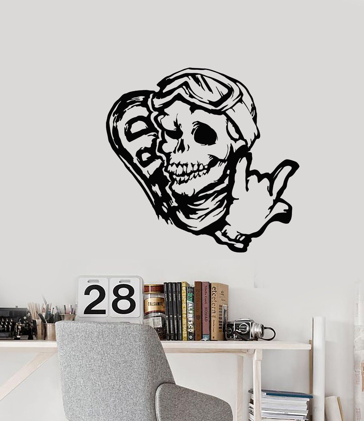 Autocollant mural en vinyle pour snowboarder, crâne drôle, autocollants de Sport de snowboard (3114ig)