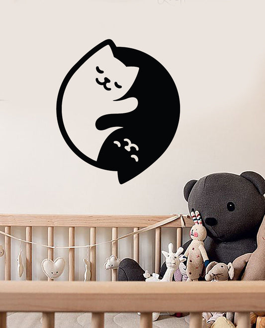 Vinyl Wall Decal Yin Yang Symbol Buddhism Pets Cats For Nursery Stickers 3308ig