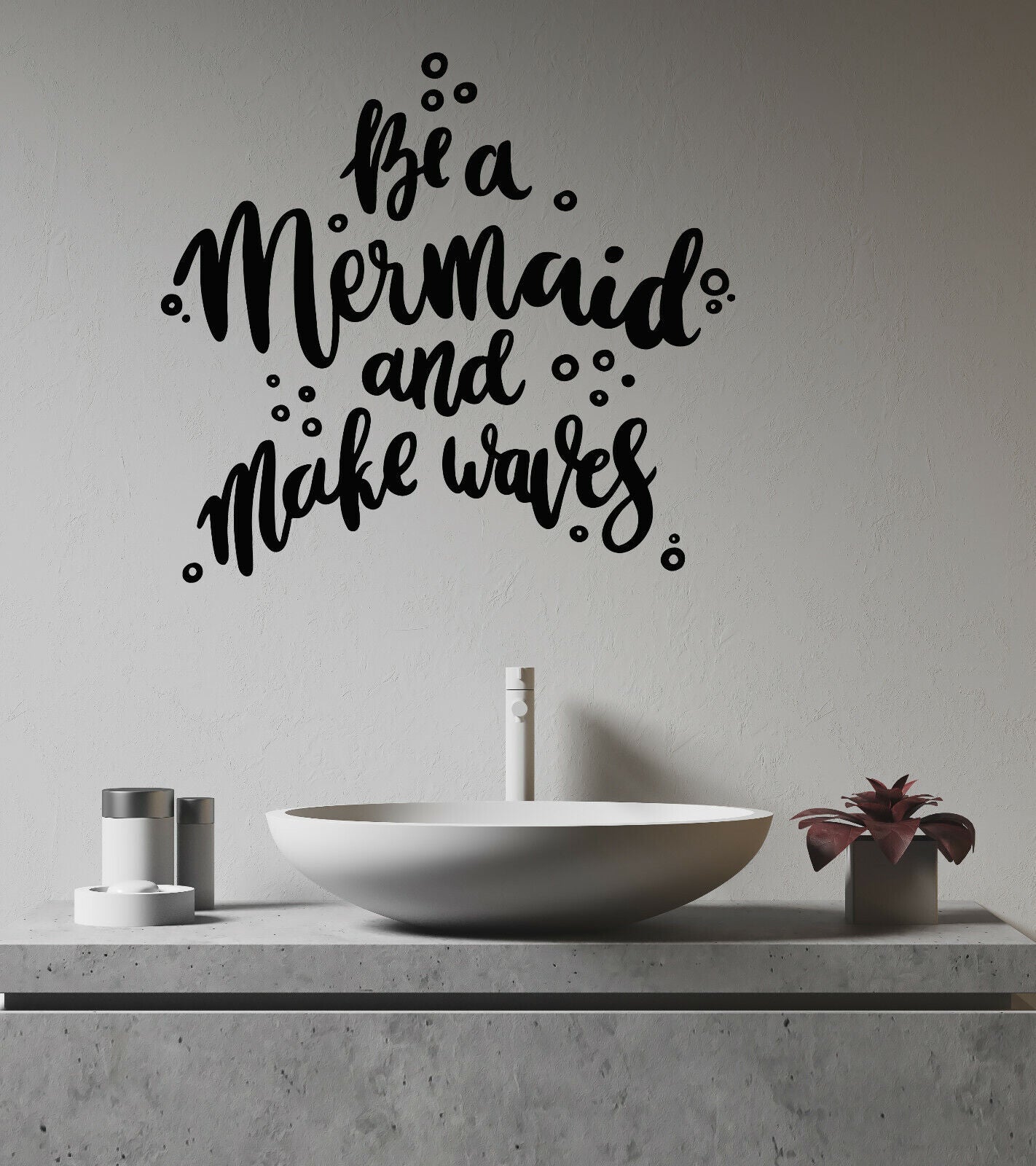 Autocollant mural en vinyle avec mots, citation Be Mermaid And Make Wave (3416ig)