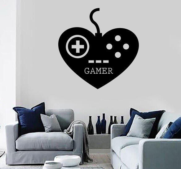 Autocollant mural Gamer Control Gamer's Heart Vinyl Decor (n1016)
