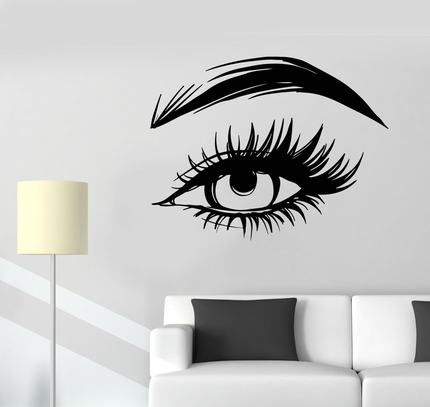 Autocollant mural en vinyle pour femme, yeux, cils, sourcils, autocollants artistiques (3550ig)