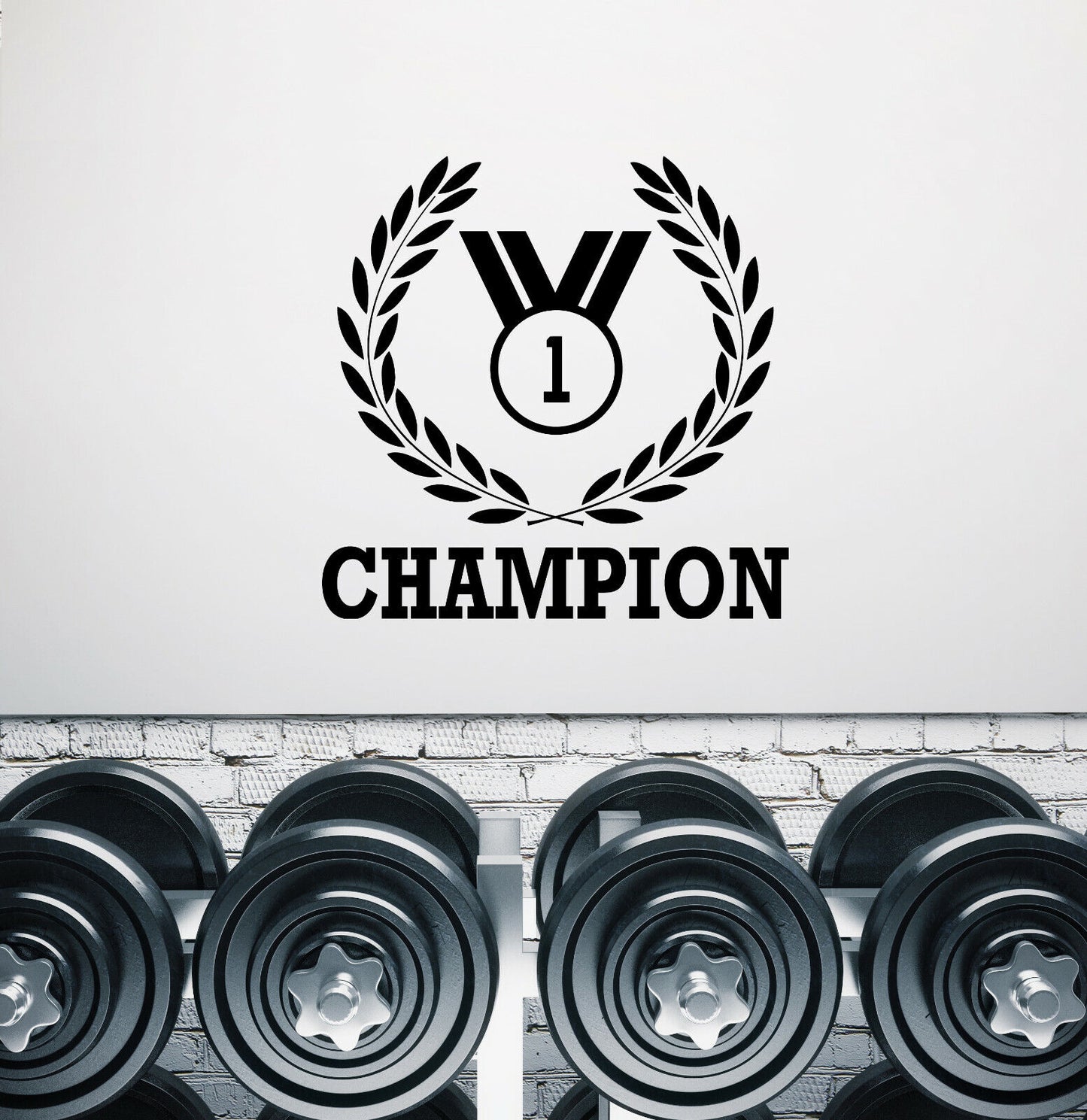 Autocollant mural en vinyle gagnant Champion numéro un médaille mot Logo autocollants (3771ig)