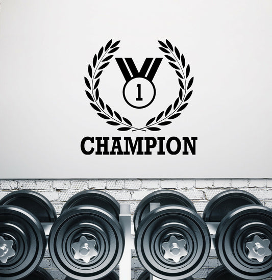 Autocollant mural en vinyle gagnant Champion numéro un médaille mot Logo autocollants (3771ig)