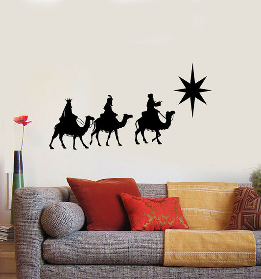 Vinyl Wall Decal Three Wise Men on Camels Back Home Interior Decor (n1233)