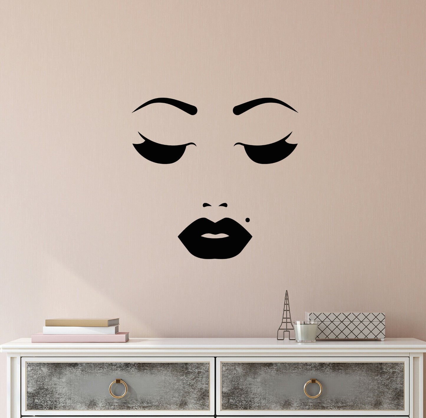 Autocollants muraux en vinyle pour filles, maquillage pour le visage, Salon de beauté, taches de beauté (4234ig)