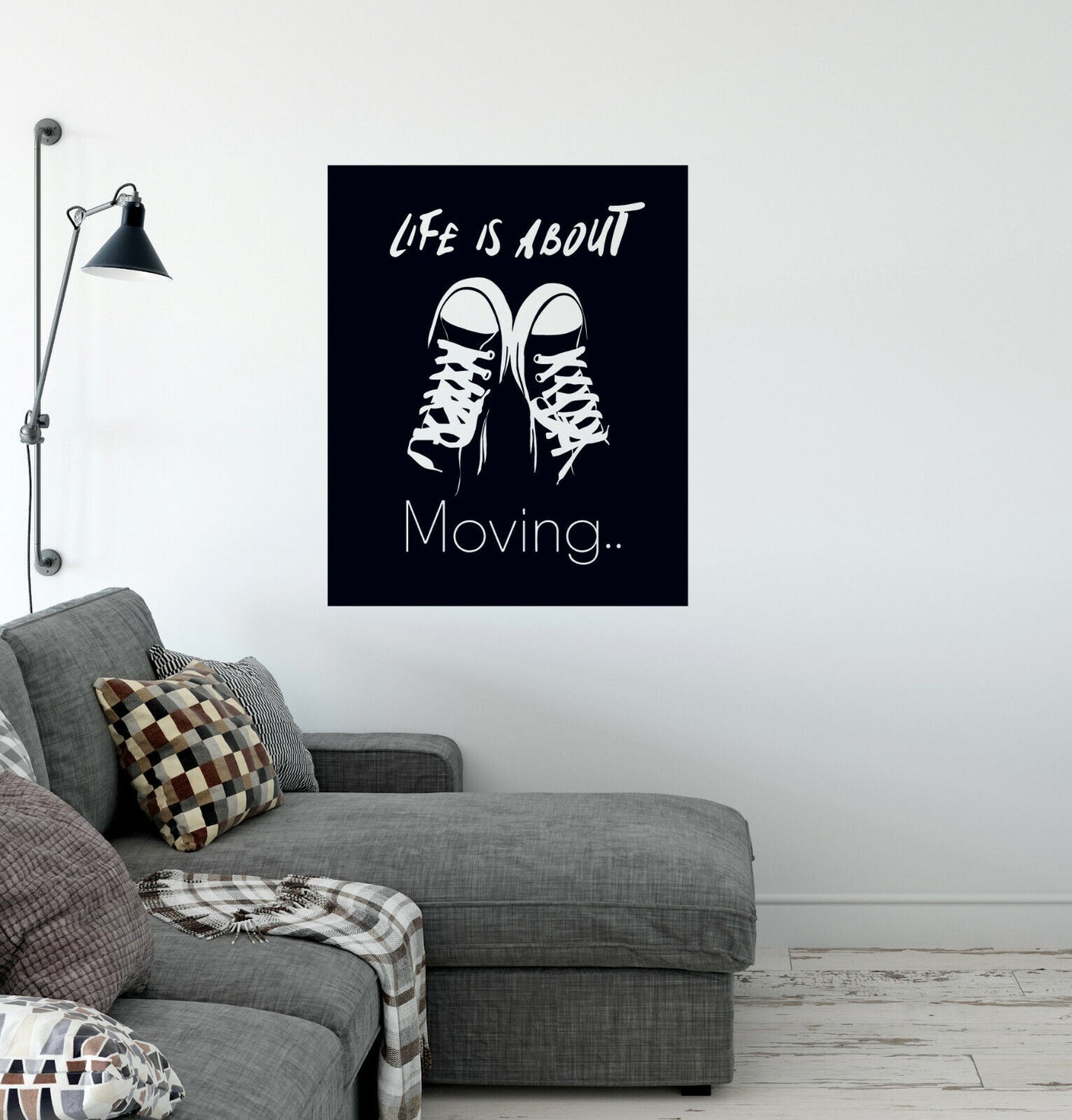 Autocollant mural en vinyle avec citation, baskets pour chambre d'adolescent, la vie est une question de déménagement (4242ig)