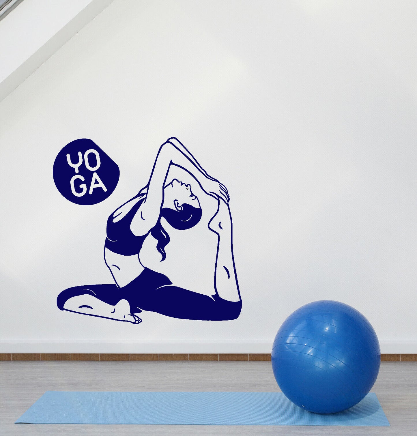 Vinyl Wall Decal Yoga Room Logo Girl Pose Beauty And Health Stickers (4252ig)