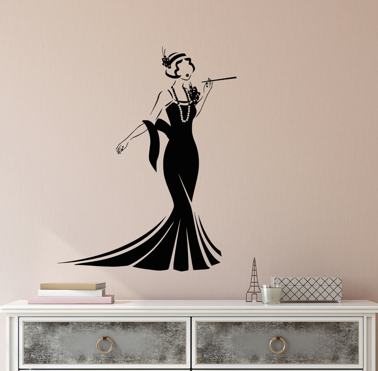 Autocollant mural en vinyle, Style rétro Vintage, dame élégante, autocollants (4262ig)