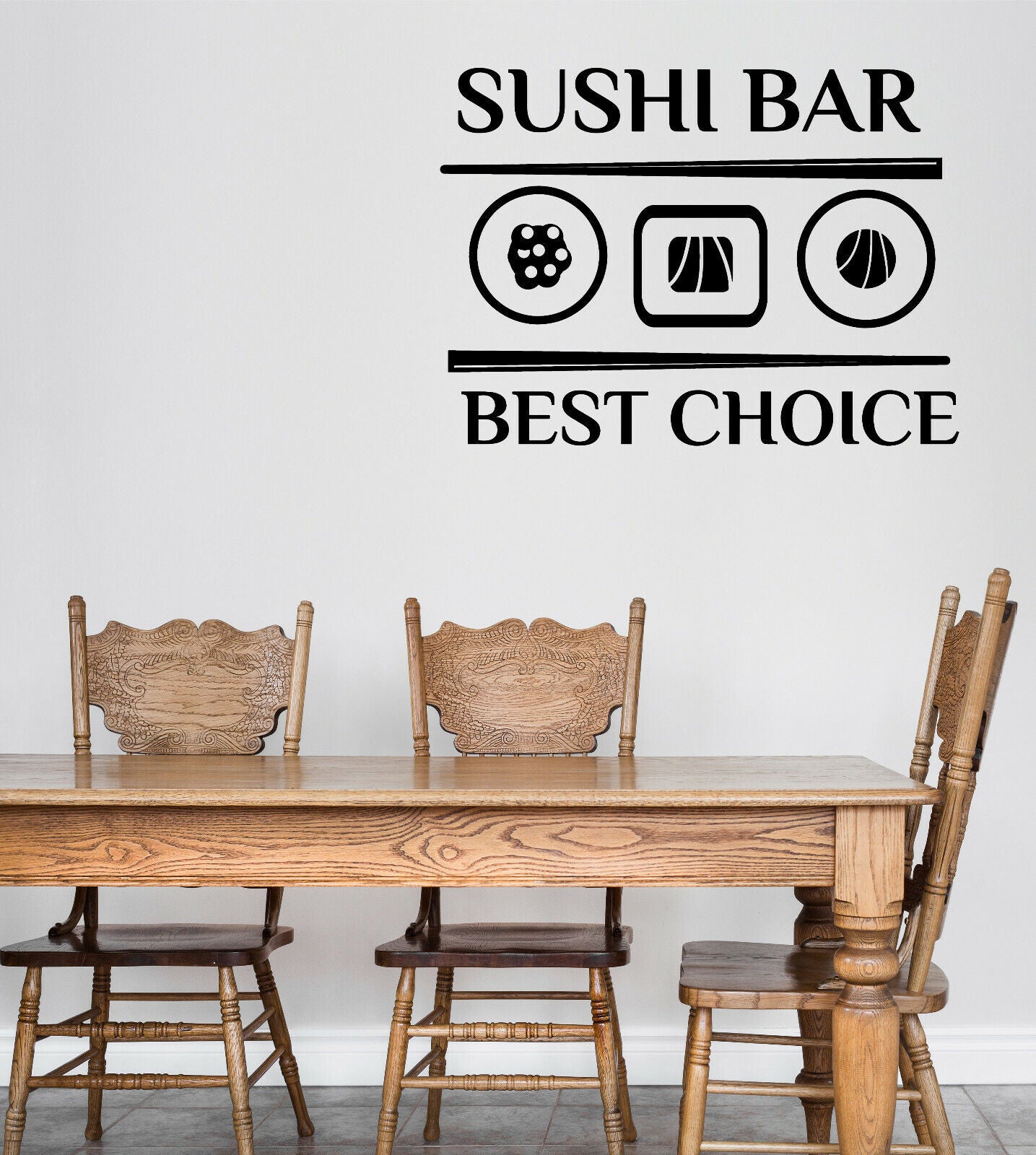Vinyl Wall Decal Sushi Roll Japanese Food Restaurant Asian Cuisine Icons (n1512)