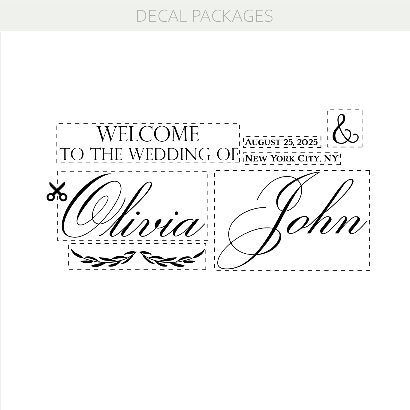 Welcome Wedding Entrance Decor Personalized Decal – Custom Names, Date & Location Vinyl Sticker w64