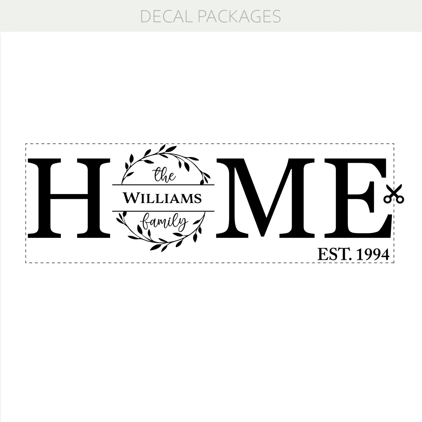 Home Personalized Vinyl Decal – Custom Last Name & Est. Year Wall Sticker Wreath w047