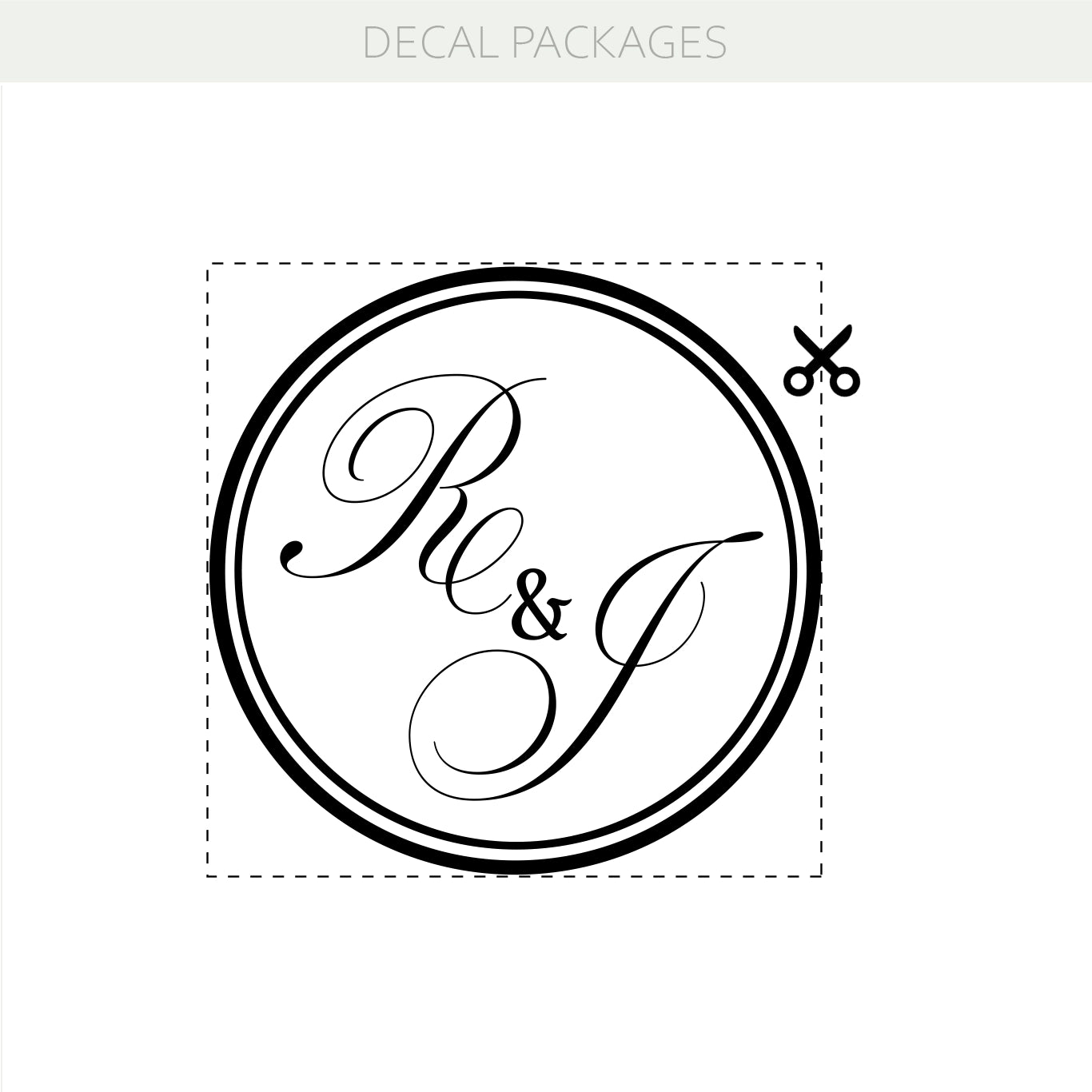 Wedding Monogram Circle Vinyl Decal – Personalized Decor for Mirrors, Walls & Floors w70