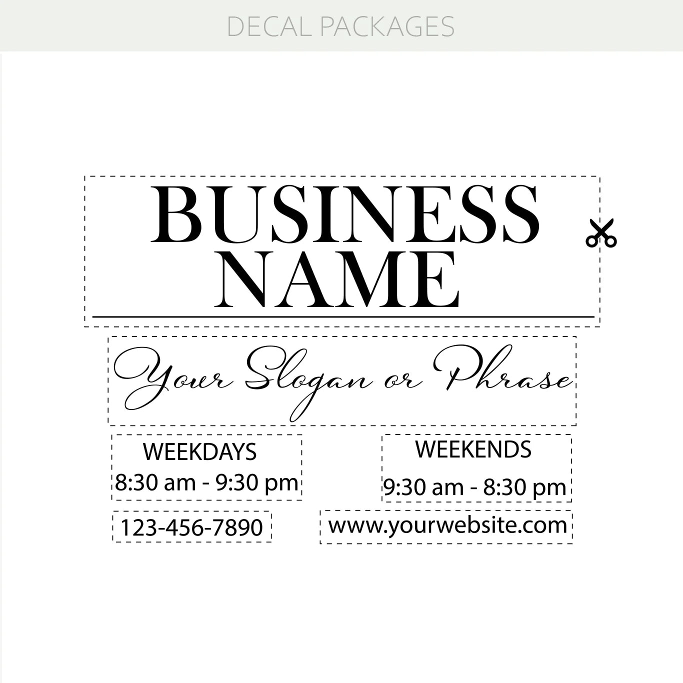 Personalized Business Name & Opening Hours Storefront Vinyl Decal – Custom Window Decor & Door Decoration Sign w039