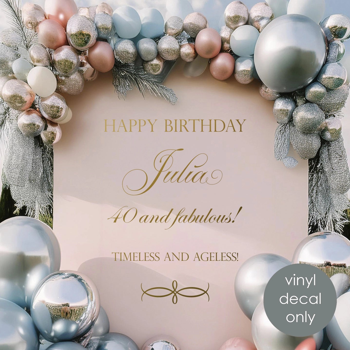 Happy Birthday Personalized Vinyl Decal – Custom Name & Age | Timeless & Ageless Celebration Decor w76