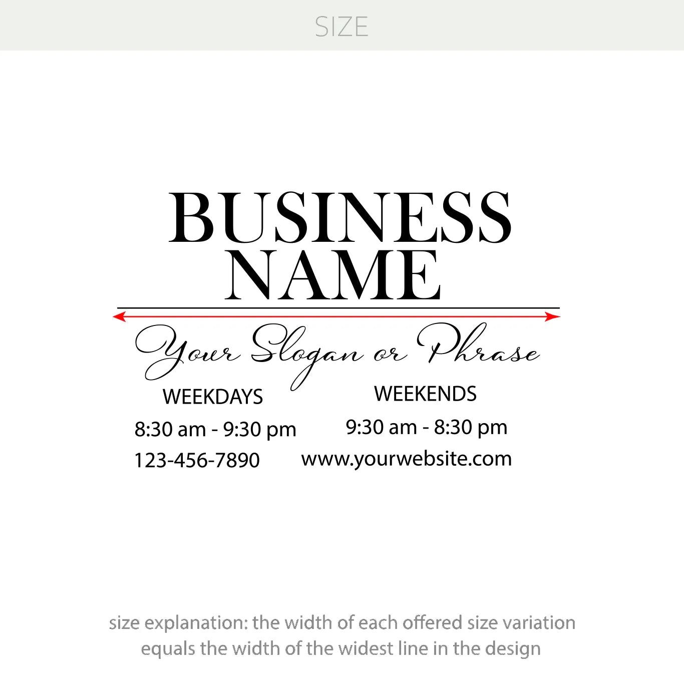 Personalized Business Name & Opening Hours Storefront Vinyl Decal – Custom Window Decor & Door Decoration Sign w039
