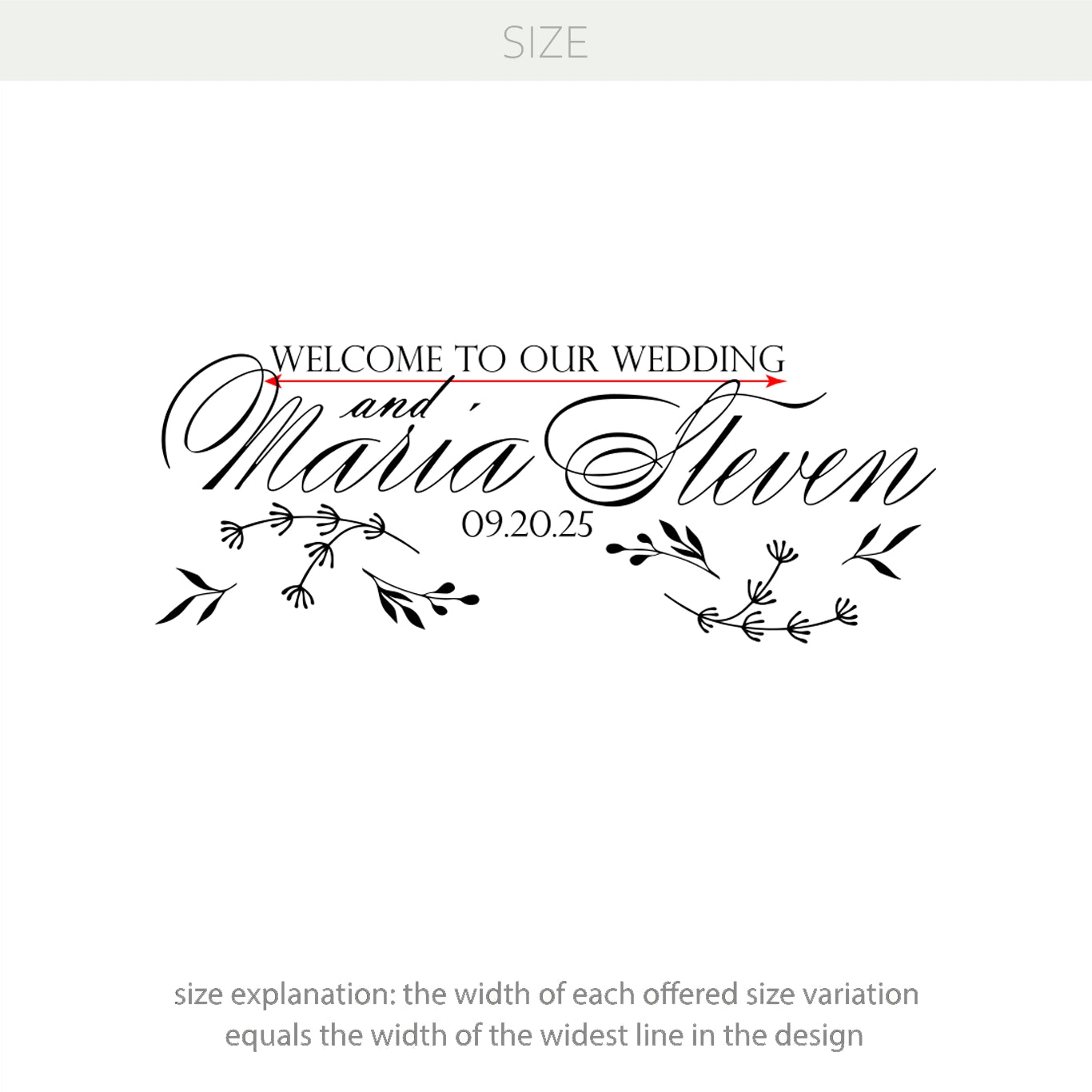 Welcome to Our Wedding Personalized Mirror Decal – Summer Floral Theme with Custom Names & Date w62