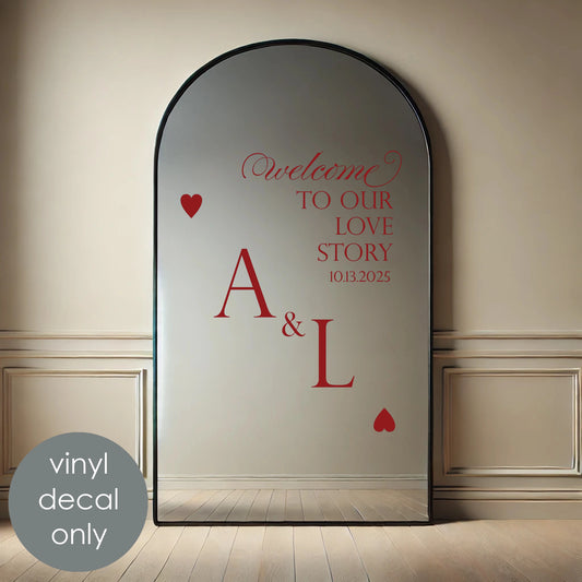 Welcome to Our Love Story Wedding Monogram Decal – Romantic Personalized Decor with Custom Initials w77