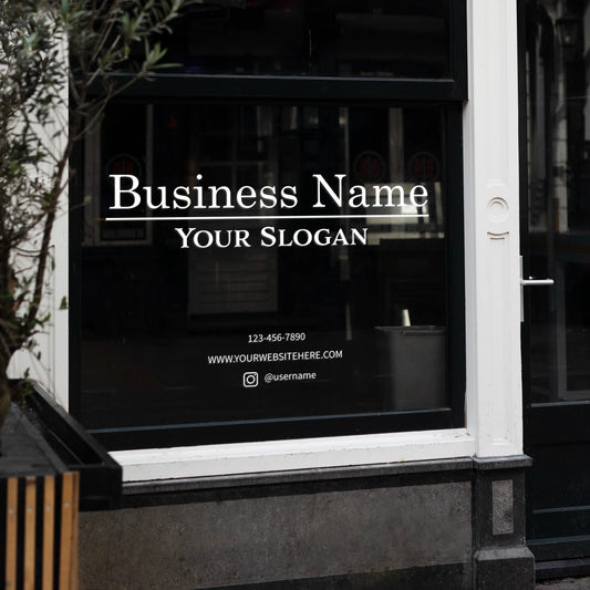 Personalized Business Name Storefront Vinyl Decal – Custom Window & Door Sign for Shops & Offices w035