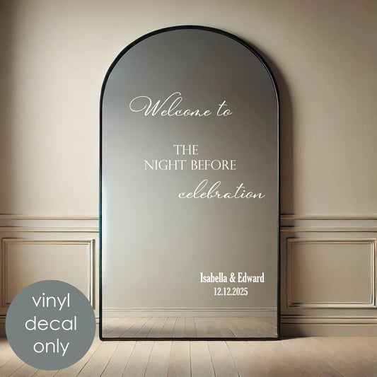 Welcome to the Night Before Celebration Vinyl Decal – Personalized Wedding Sticker with Custom Name & Date w59