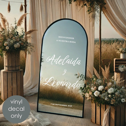 Bienvenidos a Nuestra Boda Personalized Vinyl Decal – Custom Name & Date Mexican Wedding Welcome Sign w032