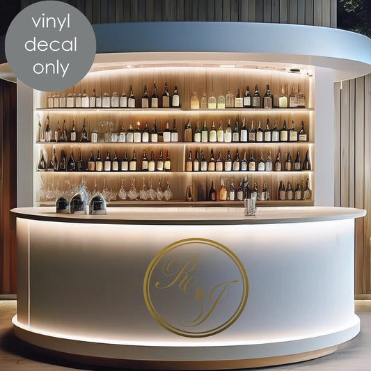 Wedding Monogram Circle Vinyl Decal – Personalized Decor for Mirrors, Walls & Floors  w70