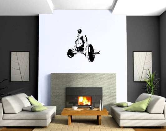 Haltérophile Body Builder travailler homme fort Mural vinyle Art autocollant M608