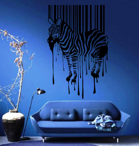 Zebra Silhouette Smudges Barcode Decor Wall mural vinyl Decal sticker M307