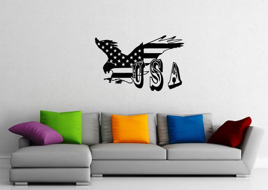 Wall Stickers Vinyl Decal Eagle United States Of America USA Patriot Flag ig1635