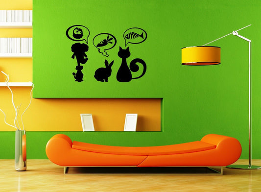 Wall Stickers Vinyl Decal Animal Dog Cat Pet Rabbit Food ig1608