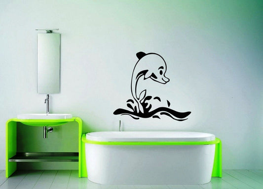 Wall Stickers Vinyl Decal Dolphin For Bathroom Sea Ocean Wave ig1578