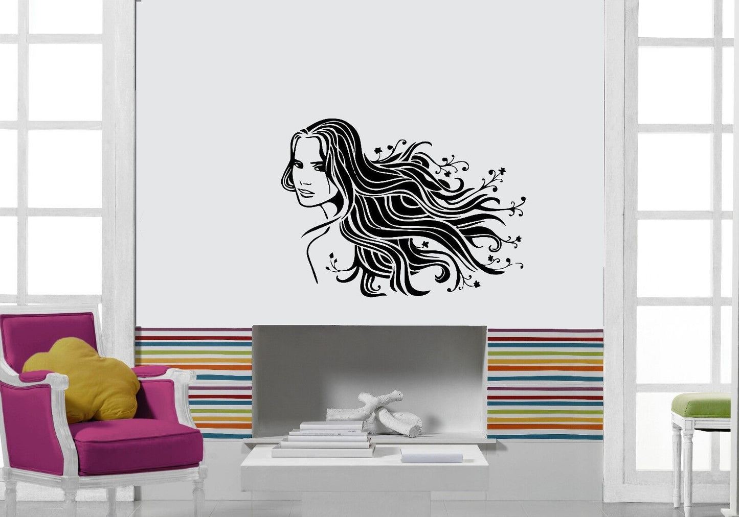 Wandaufkleber, Vinyl, Aufkleber, Sexy, Schönes Mädchen, Haare, Friseur, Mode, ig1576