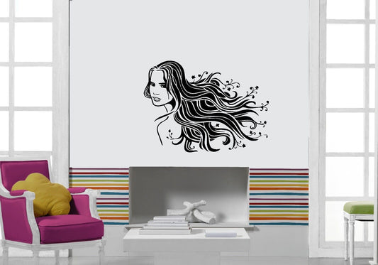 Wall Stickers Vinyl Decal Sexy Beautiful Girl Hair Barber Fashion ig1576