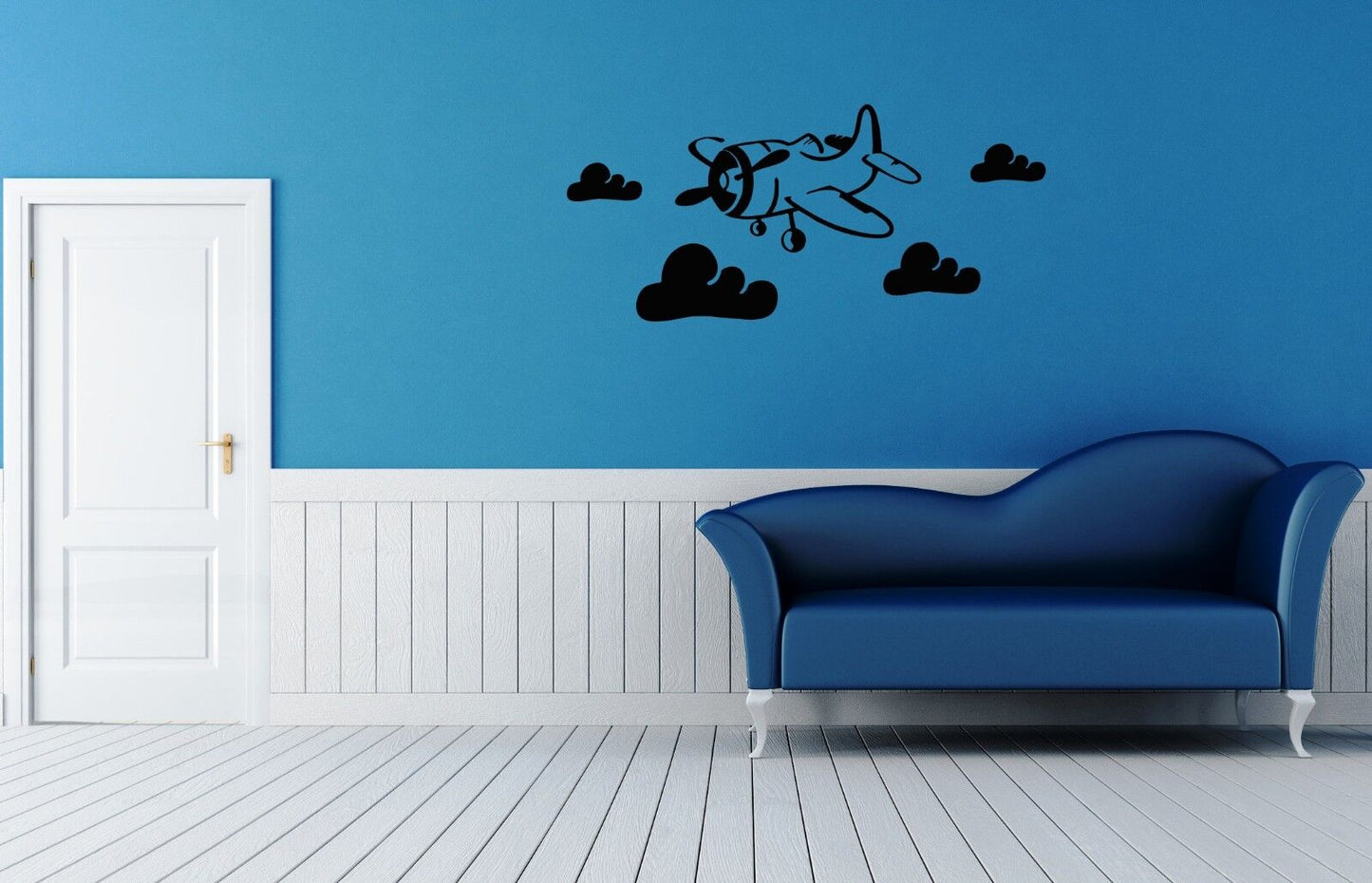 Wandaufkleber, Vinyl, Flugzeug, Luft, für Kinder, Wolken, Kinderzimmer, ig1527