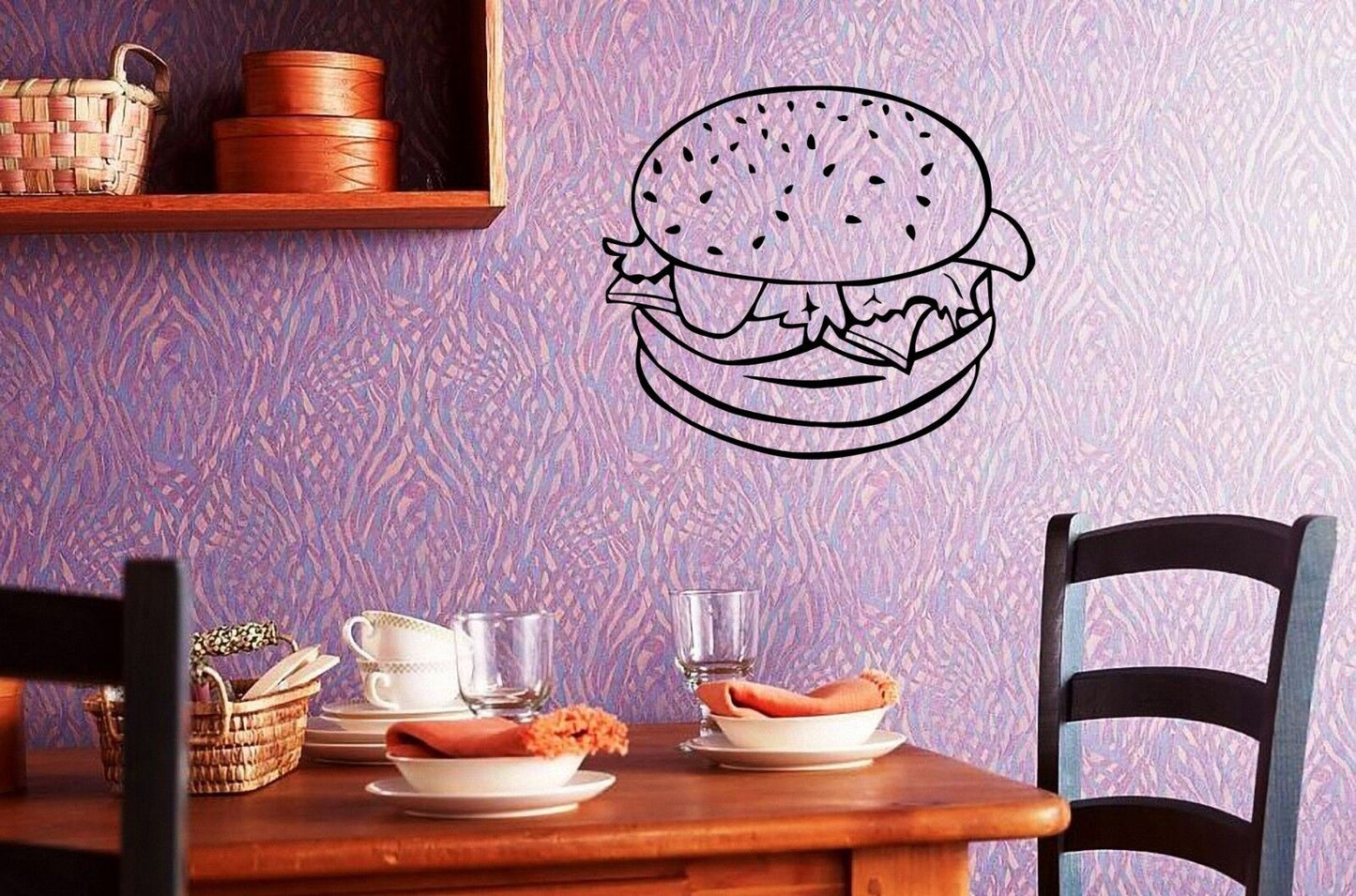 Wall Stickers Vinyl Decal For Kitchen Food Hamburger Fast Food Restaurant ig1520