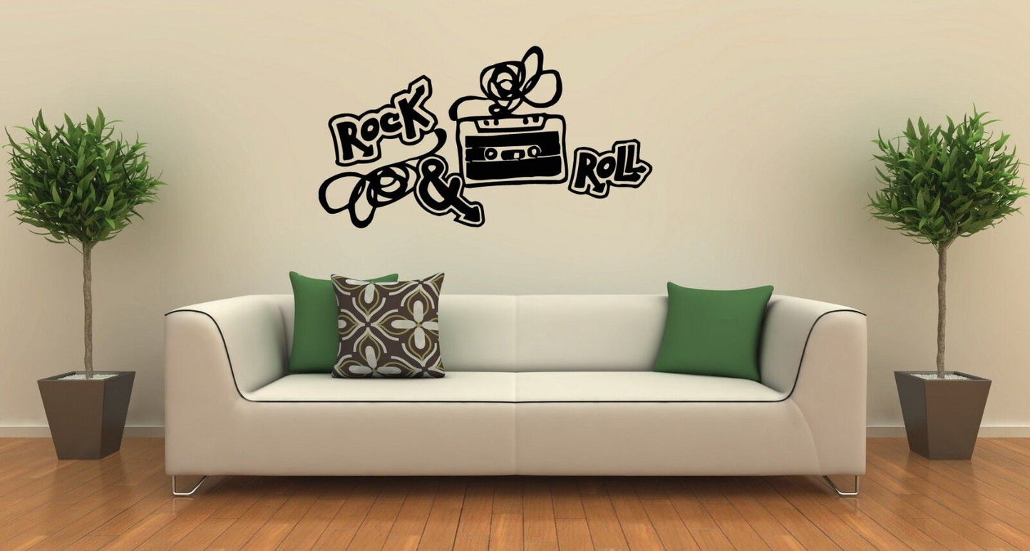 Wall Stickers Vinyl Decal Rock And Roll Music Tape Cassette Recorder ig1513