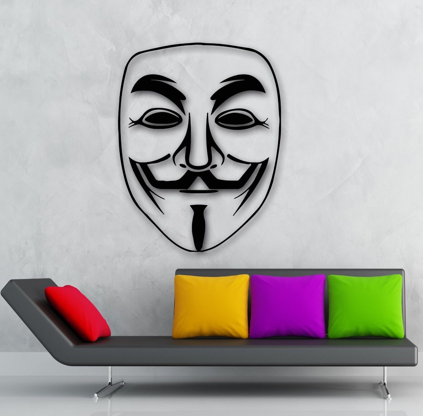 Wall Vinyl Decal Mask Guy Fawkes Mask V for Vendetta ig1507