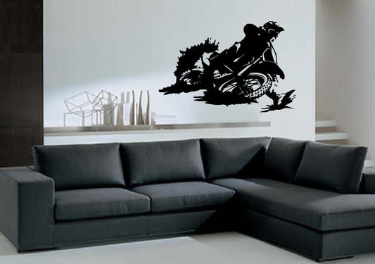 Motorcycle Racer Dirt Bike Motor Sport Decor Wall Mural Vinyl Decal Sticker M416