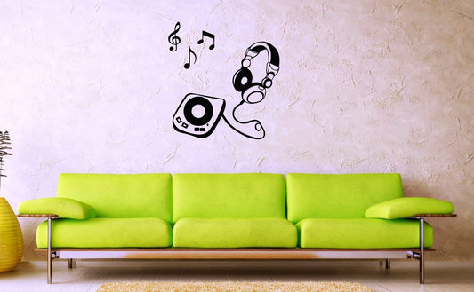 Wall Stickers Vinyl Decal Music Player Headphones ig1458