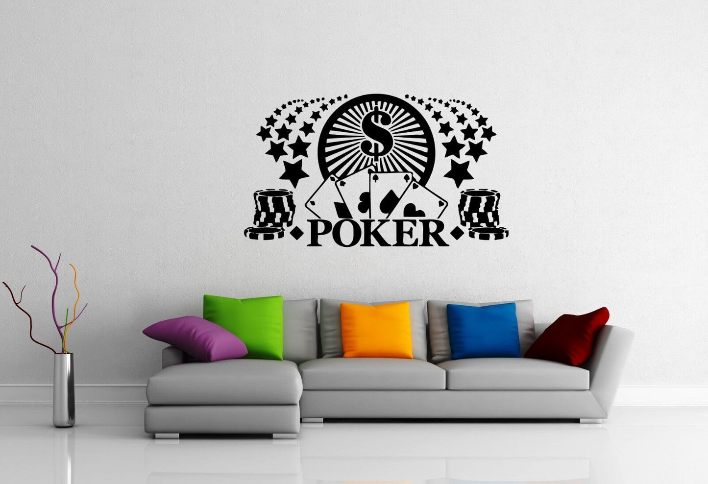 Vinyl Wand Aufkleber Poker Kartenspiele Casino Glücksspiel Aufkleber Wandbild (ig1442)