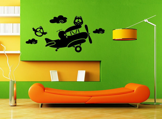 Wall Stickers Vinyl Decal Nursery For Kids Owls on a Plane ig1415