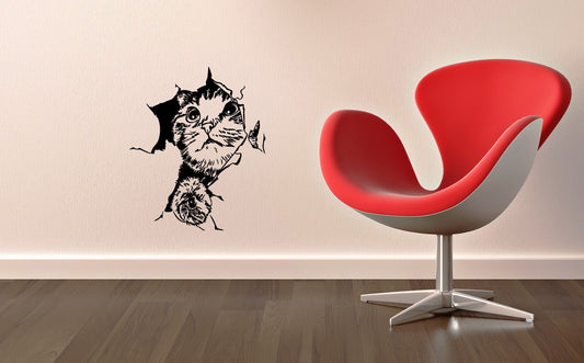 Wall Stickers Vinyl Decal Cat Cracks in Walls Modern Style ig1407