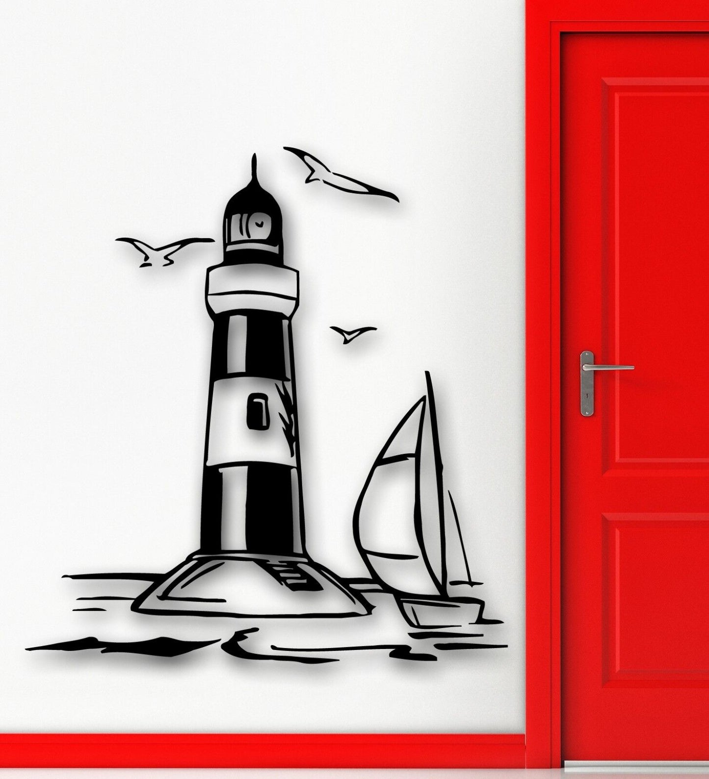 Wall Stickers Vinyl Decal Lighthouse Ocean Sea Landscape Marine Decor (ig1399)