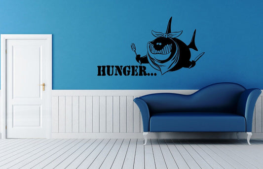 Wall Stickers Vinyl Decal For Bathroom Funny Hungry Shark ig1394