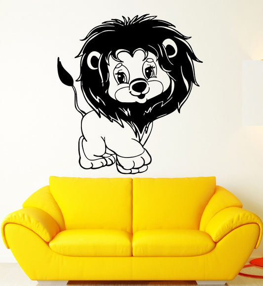 Autocollants muraux en vinyle, étiquette jeune Lion, pépinière pour enfants, dessin animé Animal (ig1390)