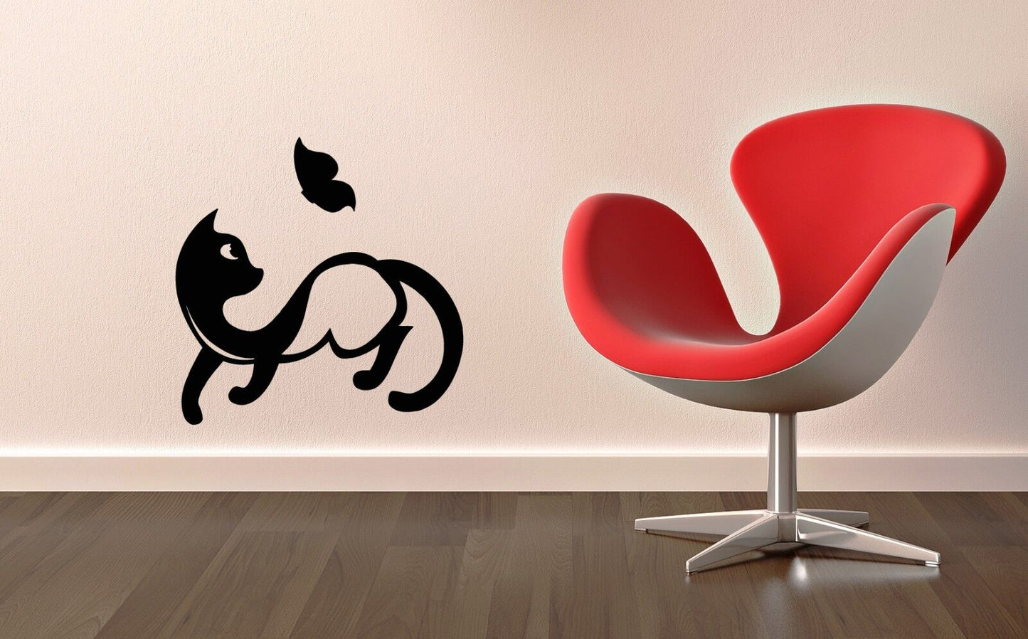 Wall Stickers Vinyl Decal Cute Cat Animal Pet Butterfly ig1376