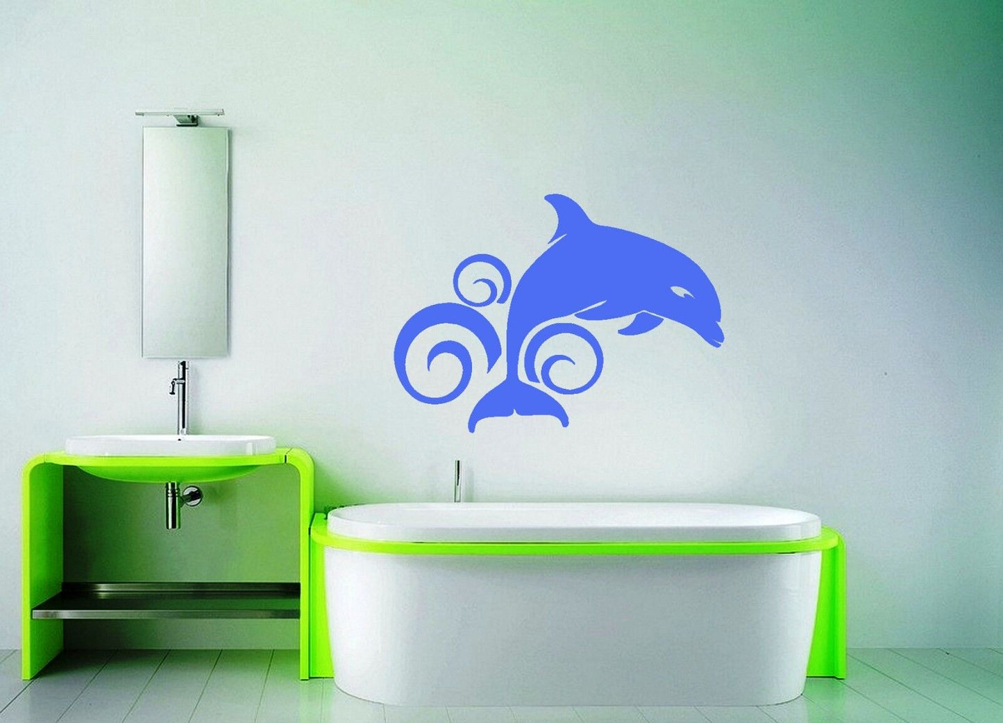 Wall Stickers Vinyl Decal Bathroom Dolphin Animal Ocean Wave ig1373