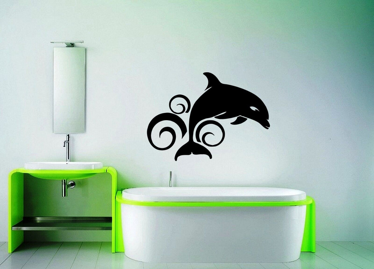 Wall Stickers Vinyl Decal Bathroom Dolphin Animal Ocean Wave ig1373