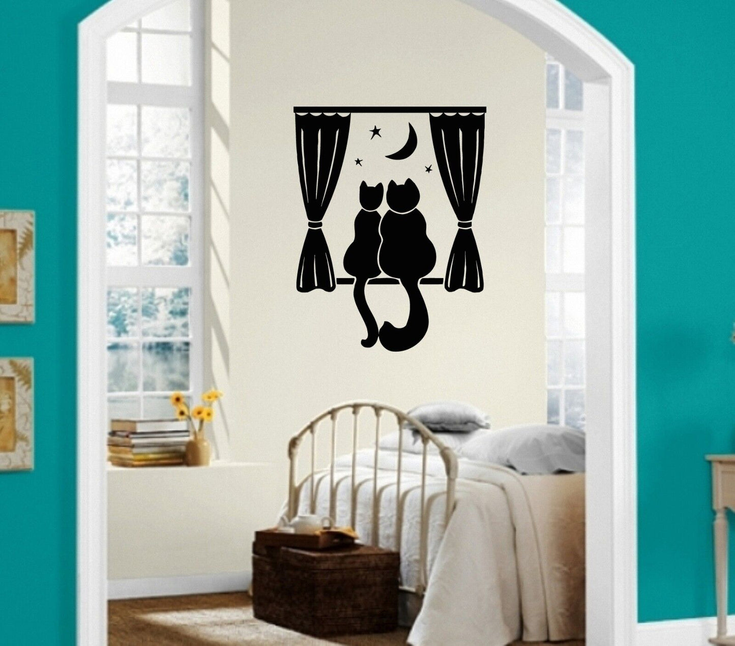 Wall Stickers Vinyl Decal Home Decor Cat Night Romance ig1370