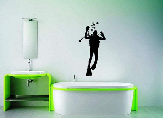 Wall Stickers Vinyl Decal Bathroom Ocean Diver Marine ig1362